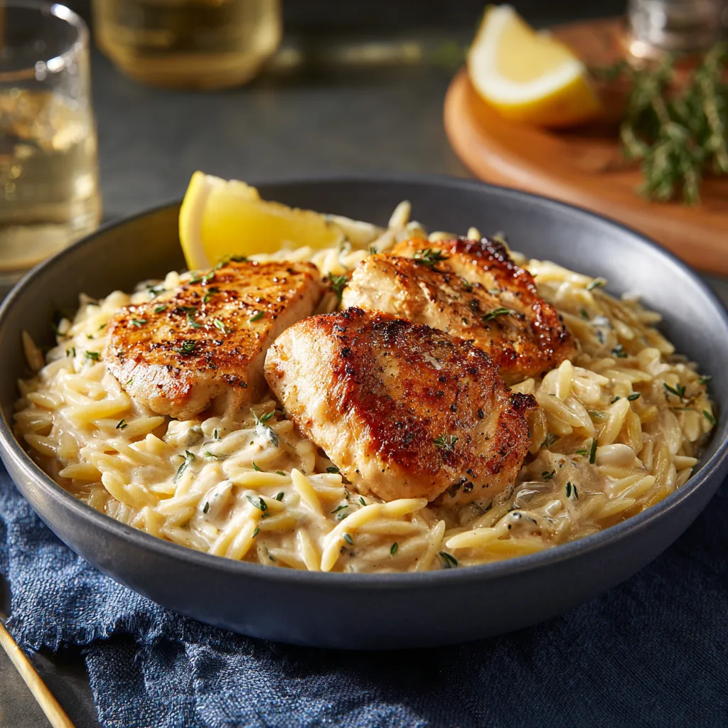 Easy Creamy Boursin Chicken Orzo