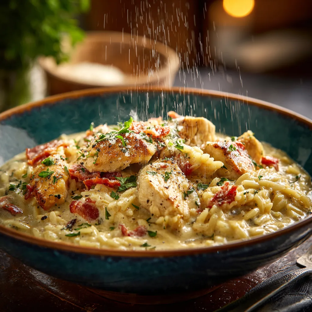 Slow Cooker Creamy Tuscan Chicken Orzo Recipe