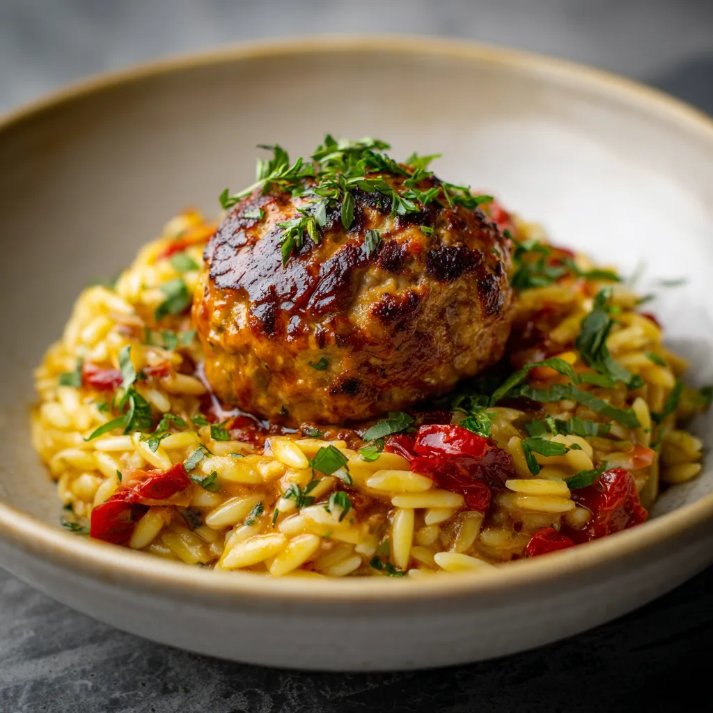 Tuscan Chicken Meatball Orzo